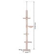 PAWHUT - Arbre à chat poteau à griffer L40 x l 34 x H 230-260 cm 5 niveaux d'activités beige - vignette