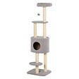 PAWHUT - PawHut Arbre à Chats avec Griffoir Niche Poteaux Peluche Haute Densité 45L x 40L x 148H cm Gris - vignette