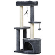 PAWHUT - Arbre à chats avec griffoirs grattoirs sisal naturel centre d'activités niche plateformes 2 jouets suspendus gris - vignette