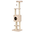 PAWHUT - PawHut Arbre à Chats avec Griffoir Niche Poteaux Peluche Haute Densité 45L x 40L x 148H cm Beige - vignette