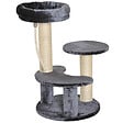 PAWHUT - Arbre à chats 2 griffoirs grattoirs sisal naturel 3 plateformes corde à grimper dim. Ø 40 x 65H cm peluche haute densité 500 g/m² gris - vignette