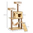 PAWHUT - Arbre à chats design contemporain griffoirs grattoirs sisal naturel niche plate-formes hamac boule panneaux particules beige - vignette