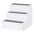 PAWHUT - Escalier pour chien animaux rampe 3 marches revêtement tapis coffre interne rangement blanc - vignette