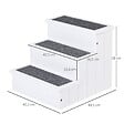 PAWHUT - Escalier pour chien animaux rampe 3 marches revêtement tapis coffre interne rangement blanc - vignette
