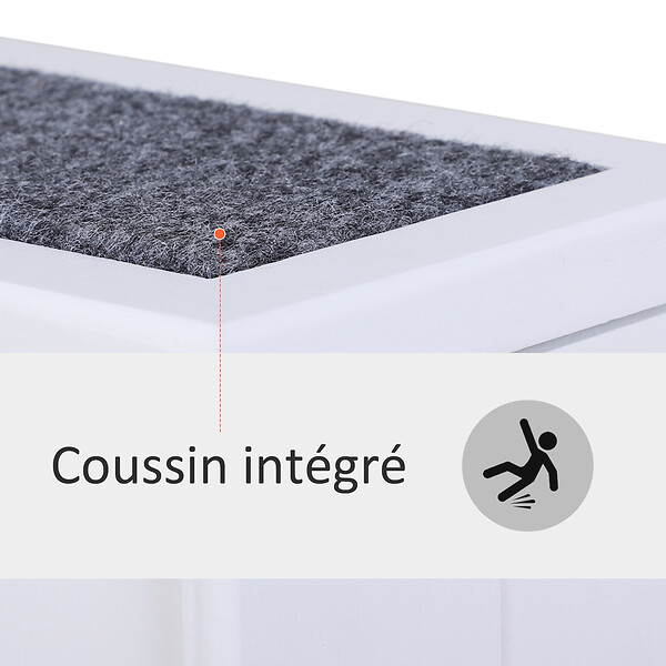 PAWHUT - Escalier pour chien animaux rampe 3 marches revêtement tapis coffre interne rangement blanc - large