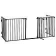 PAWHUT - Barrière de sécurité parc enclos chien modulable pliable porte verrouillable intégrée 5 panneaux en métal 300L max. x 74,5H cm métal PP noir - vignette