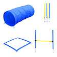 PAWHUT - Agility sport pour chiens équipement complet obstacles, tunnel, slalom, zone repos + 2 sacs de transport bleu jaune - vignette
