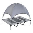 PAWHUT - Lit pour chien chat sur pieds lit de camp grand confort lit surélevé rafraîchissant velum anti-UV tissu Oxford micro-perforé + sac de transport inclus 122 x 92 x 108 cm gris noir - vignette