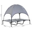 PAWHUT - Lit pour chien chat sur pieds lit de camp grand confort lit surélevé rafraîchissant velum anti-UV tissu Oxford micro-perforé + sac de transport inclus 122 x 92 x 108 cm gris noir - vignette