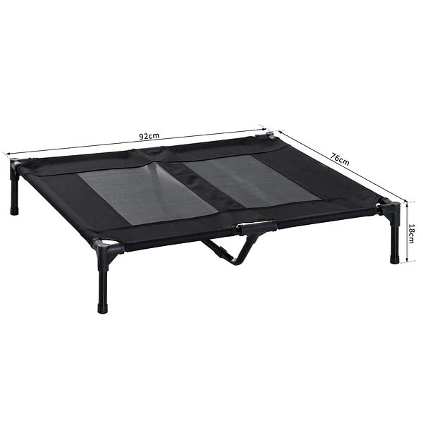 PAWHUT - Lit sur pieds pour chien chat lit de camp animal lit surélevé Oxford textilène micro-perforé dim. 92L x 76l x 18H cm noir - large