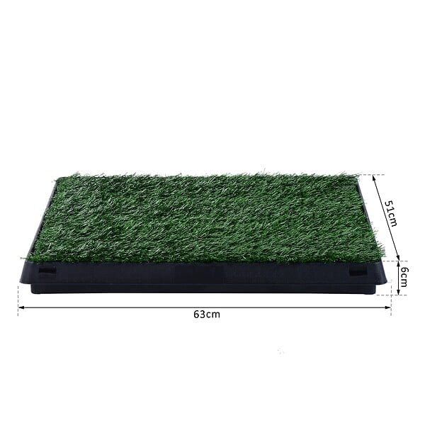 PAWHUT - Litière gazon synthétique chiens toilettes portables à pelouse tiroir à déjection 63L x 51l x 6H cm noir vert - large