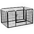 HOMCOM - Luxe parc enclos acier 125L x 80l x 70H cm 4 panneaux et 1 porte pour chiens noir - vignette