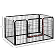HOMCOM - Luxe parc enclos acier 125L x 80l x 70H cm 4 panneaux et 1 porte pour chiens noir - vignette