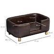 PAWHUT - Canapé chien lit pour chien chat avec rebord coussin moelleux pieds bois massif dim. 74 x 48,5 x 31 cm revêtement micro-fibre chocolat - vignette