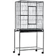 PAWHUT - PawHut Cage à Oiseaux Portable avec 4 Mangeoires et 4 Perchoirs Pratique 81 x 48 x 163 cm Noir et Gris - vignette