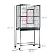 PAWHUT - PawHut Cage à Oiseaux Portable avec 4 Mangeoires et 4 Perchoirs Pratique 81 x 48 x 163 cm Noir et Gris - vignette
