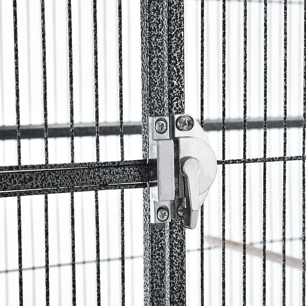 PAWHUT - PawHut Cage à Oiseaux Portable avec 4 Mangeoires et 4 Perchoirs Pratique 81 x 48 x 163 cm Noir et Gris - large
