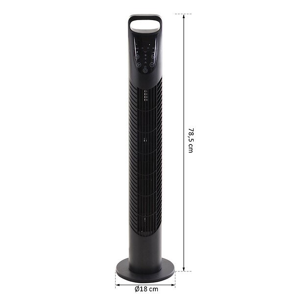 HOMCOM - Ventilateur colonne tour oscillant silencieux 40 W télécommande panneau contrôle tactile 3 vitesses Ø 18 x 78H cm noir - large