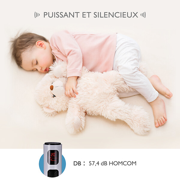 HOMCOM - Ventilateur colonne tour programmable oscillant silencieux 45 W avec télécommande écran affichage minuterie 3 modes 3 vitesses 32L x 32l x 96H cm blanc noir - large