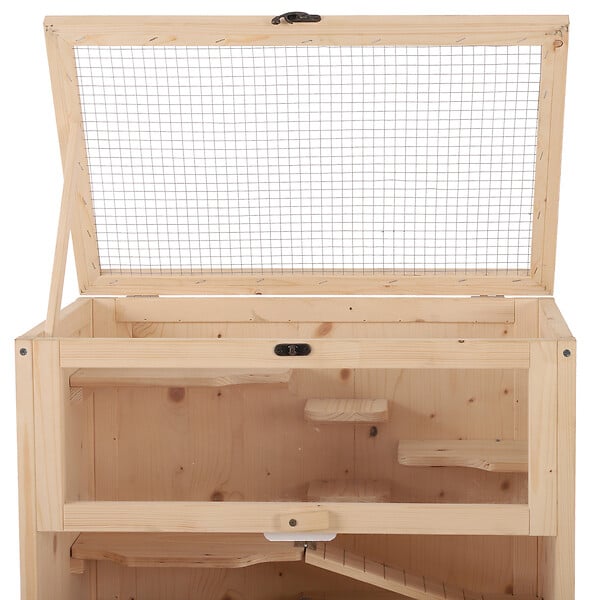PAWHUT - Cage pour hamsters souris petits rongeurs multi-niveaux 5 étages 10 plateformes bois de pin 60 x 40 x 120 cm - large
