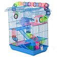 PAWHUT - Cage pour Hamster Souris Petit Animaux Rongeur avec Tunnel Mangeoire Roue Jouet 47 x 30 x 59 cm cm Bleu - vignette