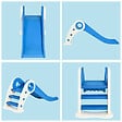 HOMCOM - Toboggan enfant pliable 3 à 6 ans usage intérieur extérieur dim. 120L x 50l x 56H cm HDPE bleu - vignette