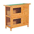 PAWHUT - Clapier à lapin cage à lapin double niveau plateaux coulissants 4 portes verrouillables toit ouvrant 90L x 45l x 90H cm - vignette