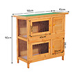PAWHUT - Clapier à lapin cage à lapin double niveau plateaux coulissants 4 portes verrouillables toit ouvrant 90L x 45l x 90H cm - vignette