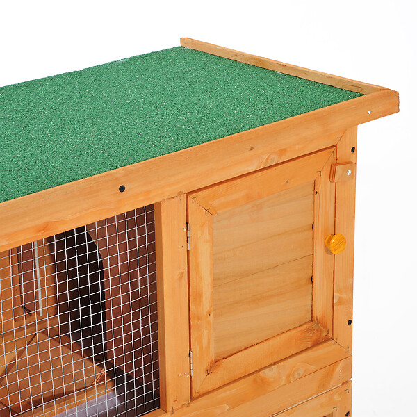 PAWHUT - Clapier à lapin cage à lapin 2 étages plateau coulissant rampe et toit ouvrant 90L x 45l x 80H cm - large