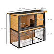 PAWHUT - Clapier à lapin cage à lapin 2 niveaux 3 portes verrouillables rampe toit ouvrant bitûmé métal époxy pin pré-huilé - vignette