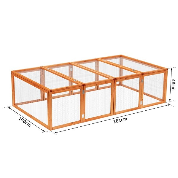 PAWHUT - Clapier cage à lapins extérieur intérieur pliable 2 portes supérieures 181L x 100l x 48H cm bois massif pin - large
