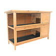 PAWHUT - Clapier sur pieds cage à lapin double niveau plateaux excréments coulissants 4 portes verrouillables dim. 137L x 50l x 93H cm bois massif pin toit bitumé vert - vignette