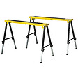 DURHAND - Lot de 2 tréteaux pliables telescopiques poignée transport dim. 100L x 49l x 62-89,5H cm surface antidérapante métal noir jaune - vignette