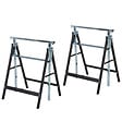 HOMCOM - Lot de 2 tréteaux pliables télescopiques hauteur réglable 80-130 cm noir - vignette