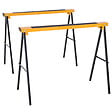 HOMCOM - HOMCOM Lot de 2 tréteaux pliables compactes poignée transport dim. 100L x 50l x 76H cm surface antidérapante métal noir jaune - vignette