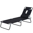 OUTSUNNY - Bain de soleil pliable transat inclinable 4 positions chaise longue de lecture 3 coussins fournis noir - vignette