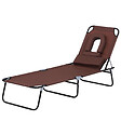 OUTSUNNY - Bain de soleil pliable transat inclinable 4 positions chaise longue de lecture 3 coussins fournis marron - vignette