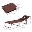 OUTSUNNY - Bain de soleil pliable transat inclinable 4 positions chaise longue de lecture 3 coussins fournis marron - vignette