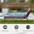 OUTSUNNY - Bain de soleil pliable transat inclinable 4 positions chaise longue de lecture 3 coussins fournis marron - vignette