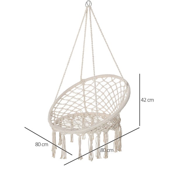 OUTSUNNY - Chaise suspendue chaise hamac de voyage portable Ø 80 x 42H m macramé coton polyester beige - large