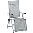 OUTSUNNY - Chaise longue pliable dossier & repose-pied réglable multi-positions métal époxy textilène gris - vignette