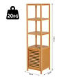 HOMCOM - Meuble colonne rangement salle de bain bambou design naturel 36L x 33l x 140H cm 2 étagères 4 niveaux + placard - vignette