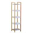 HOMCOM - Etagère en bambou de salle de bain étagère debout 3 paniers + 2 étagères dim. 32L x 30l x 130H cm beige blanc - vignette