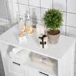 KLEANKIN - Meuble bas de salle de bain multi-rangements grande niche 2 tiroirs placard double porte avec étagère MDF blanc - vignette