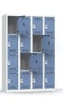 P.HENRY - Vestiaire 4 colonnes - 4 cases - Gris perle et bleu - vignette
