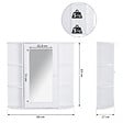HOMCOM - Armoire murale salle de bain armoire à glace placard de rangement toilettes 1 porte + étagères latérales MDF blanc - vignette