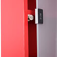 HOMCOM - Armoire à pharmacie 3 étagères 4 niveaux verrouillable porte verre trempé dépoli logo croix 30L x 12l x 60H cm acier inox rouge - vignette