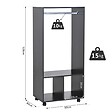 HOMCOM - Armoire penderie étagère 2 niches penderie 4 roulettes pivotantes dim. 60L x 40l x 128H cm noir - vignette