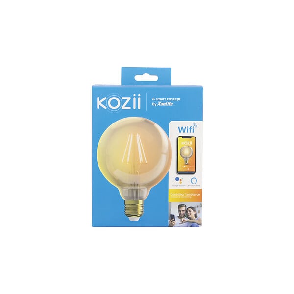 XANLITE - Ampoule LED connectée filament, culot E27, forme G125, puissance 5,5W, équivalent 40W, flux 470 lm, éclairage CCT, variation de luminosité, compatible Alexa et Google Home - large