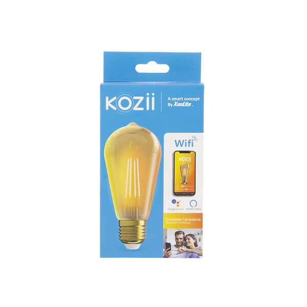 XANLITE - Ampoule LED connectée filament, culot E27, forme ST64, puissance 5,5W, équivalent 40W, flux 470 lm, éclairage CCT, variation de luminosité, compatible Alexa et Google Home - large